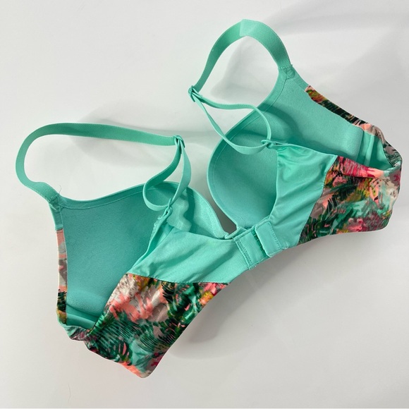 Victoria’s Secret Abstract Tropical Sea Green Push Up Underwire Bra 32A - Picture 4 of 6